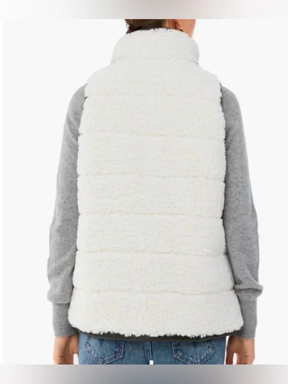 Tuckernuck Beckham reversible vegan leather Cream Sherpa puffer vest small